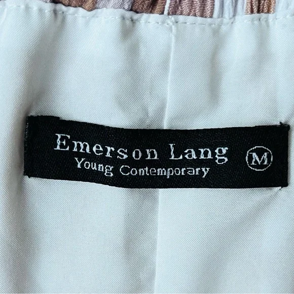 Emerson Lang Gingham Bubble Hem Midi Skirt Medium Beige White - Picture 6 of 7